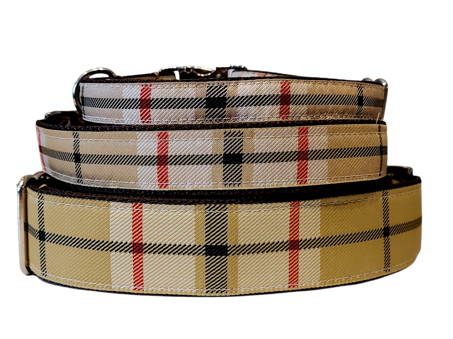 1” Ribbon Dog Collar – Windsor Plaid