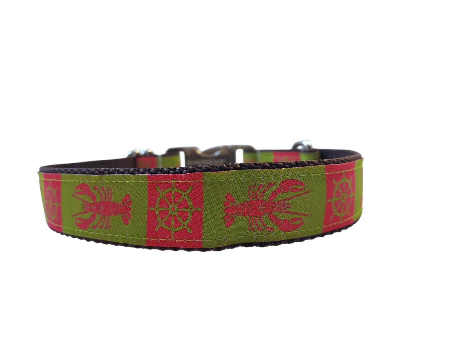 1” Ribbon Dog Collar – Lobster, Pink