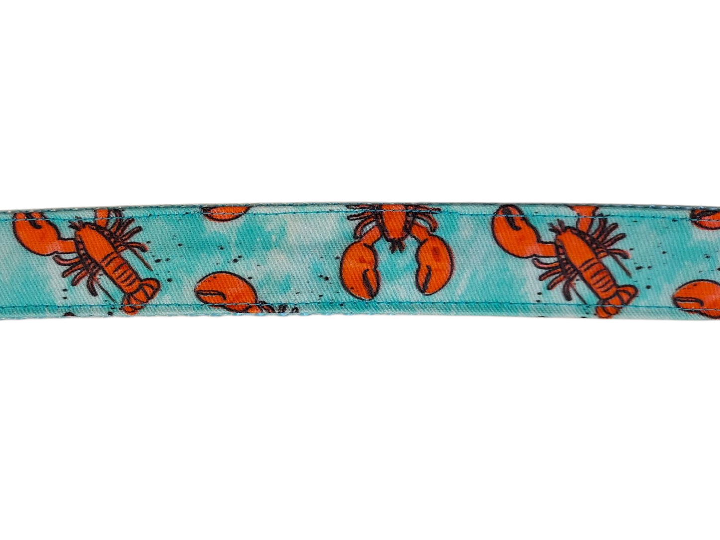 1” x 52" Ribbon Dog Leash – Aqua Lobster