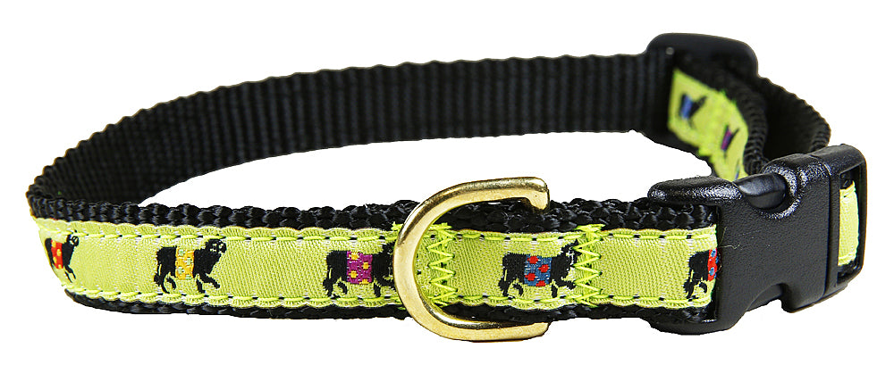 5/8” Ribbon Dog Collar – Beltie Cow, Lime