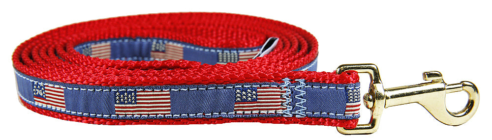 5/8” x 6ft Ribbon Dog Leash – Historic American Flags