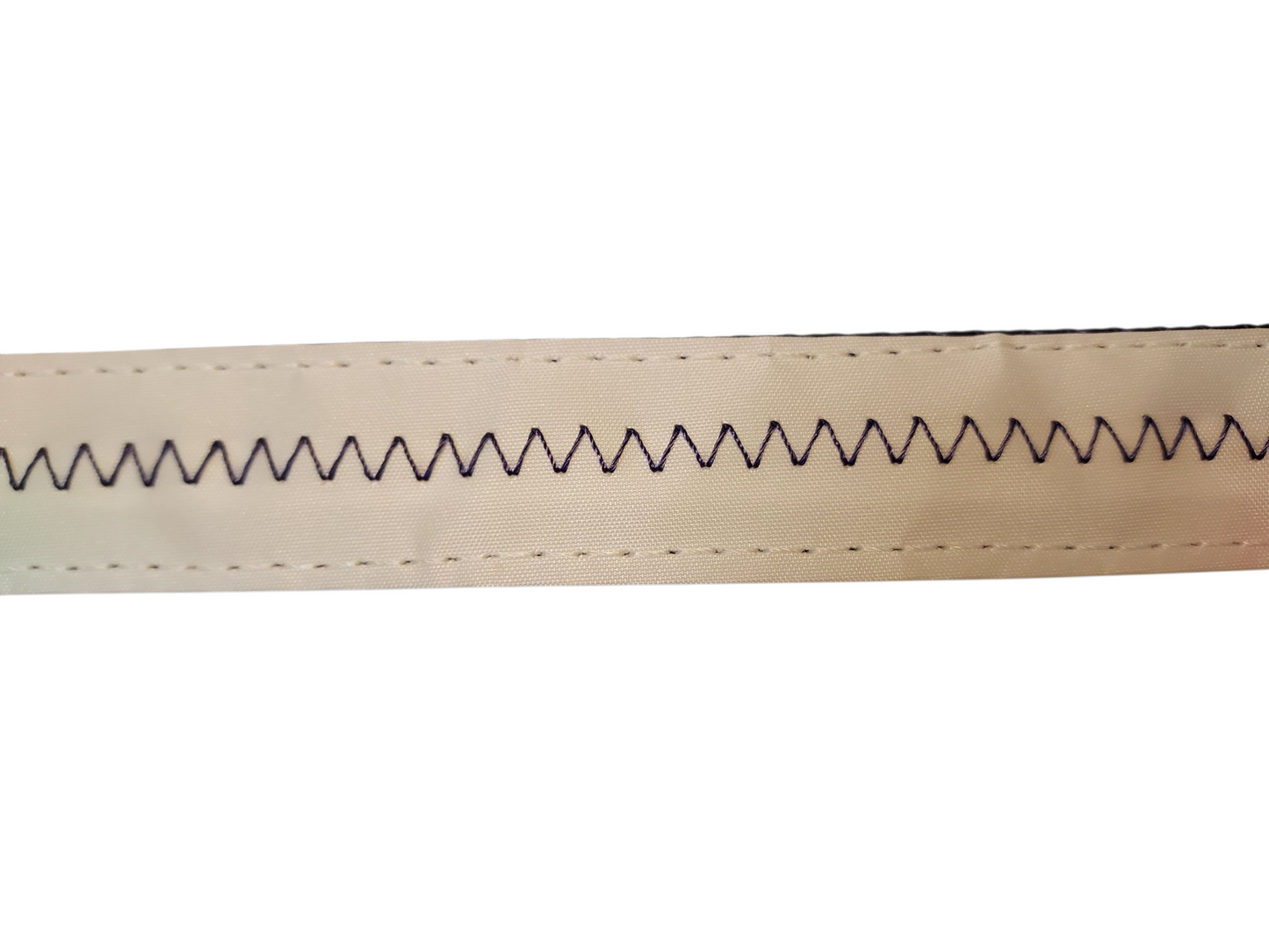 1” x 6ft Sailcloth Dog Leash – White with Blue Stitching