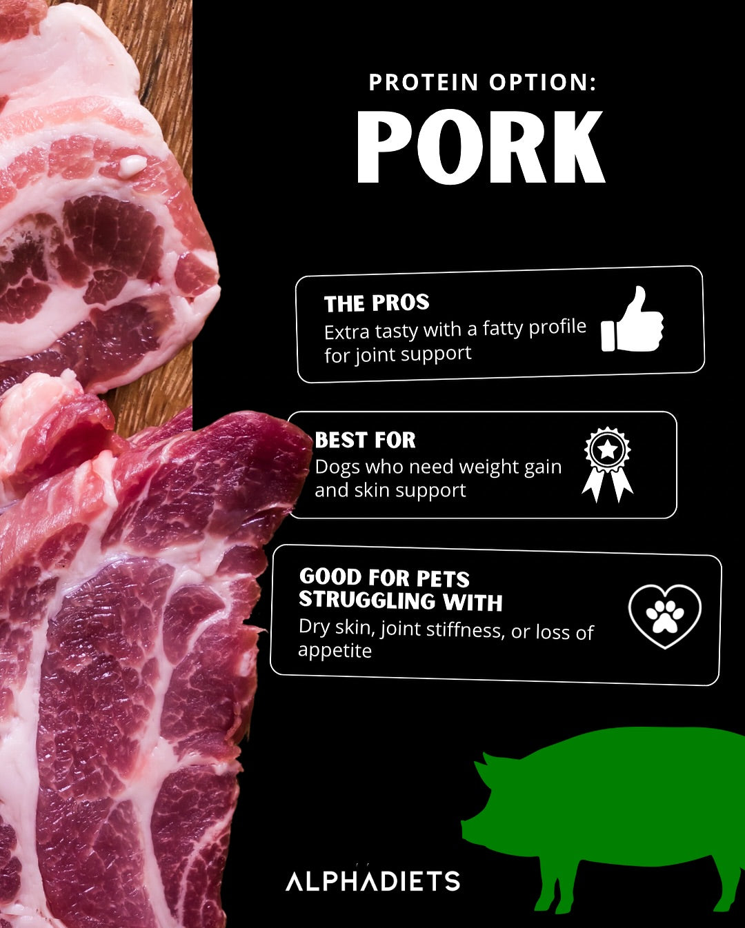 AlphaDiets – Frozen Dog Food Topper - Pork - 2oz