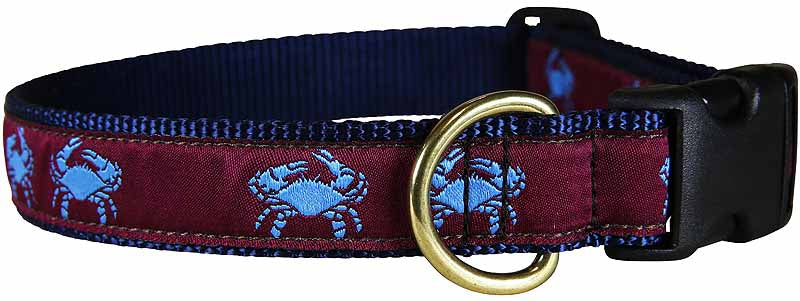 1” Ribbon Dog Collar – Crab, Burgundy