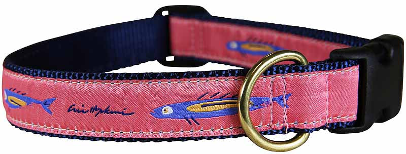 1” Ribbon Dog Collar – Hopkins Fish, Pink