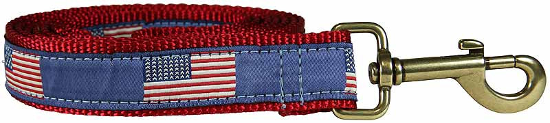 1” x 6ft Ribbon Dog Leash – Historic American Flags