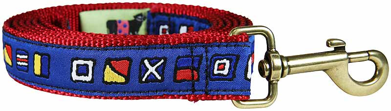 1” x 6ft Ribbon Dog Leash – Nautical Flags
