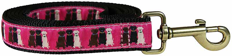 1” x 6ft Ribbon Dog Leash – Three Labs, Pink