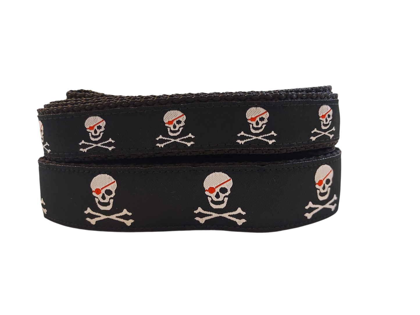 1” x 5ft Ribbon Dog Leash – Pirates, Black