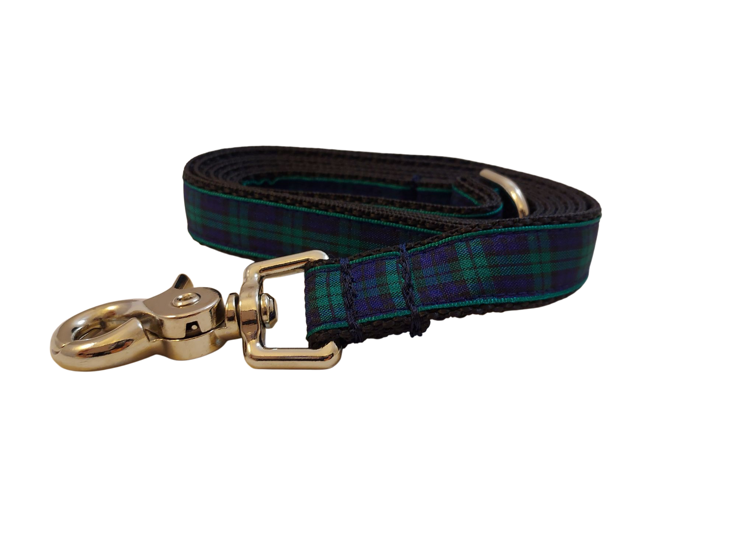 3/4” x 5ft Ribbon Dog Leash – Black Watch Tartan