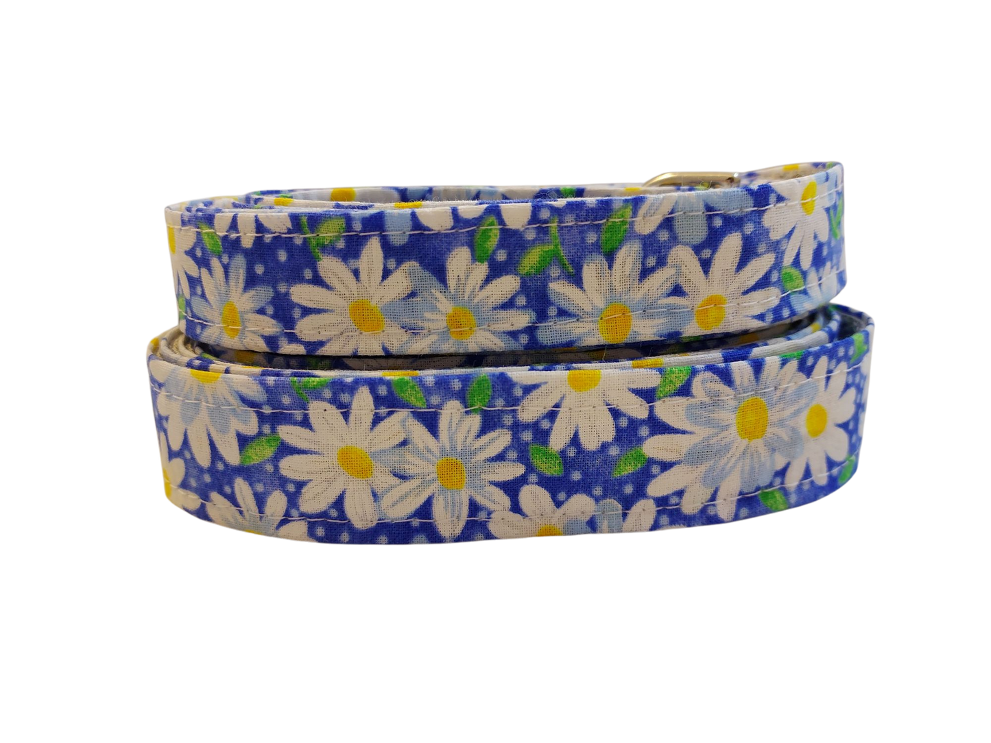 1” x 5ft Ribbon Dog Leash – Daisies, Blue
