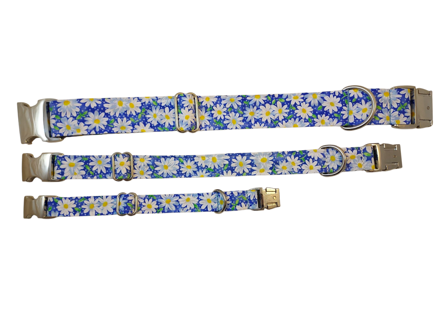 3/4” Ribbon Dog Collar – Daisy, Blue