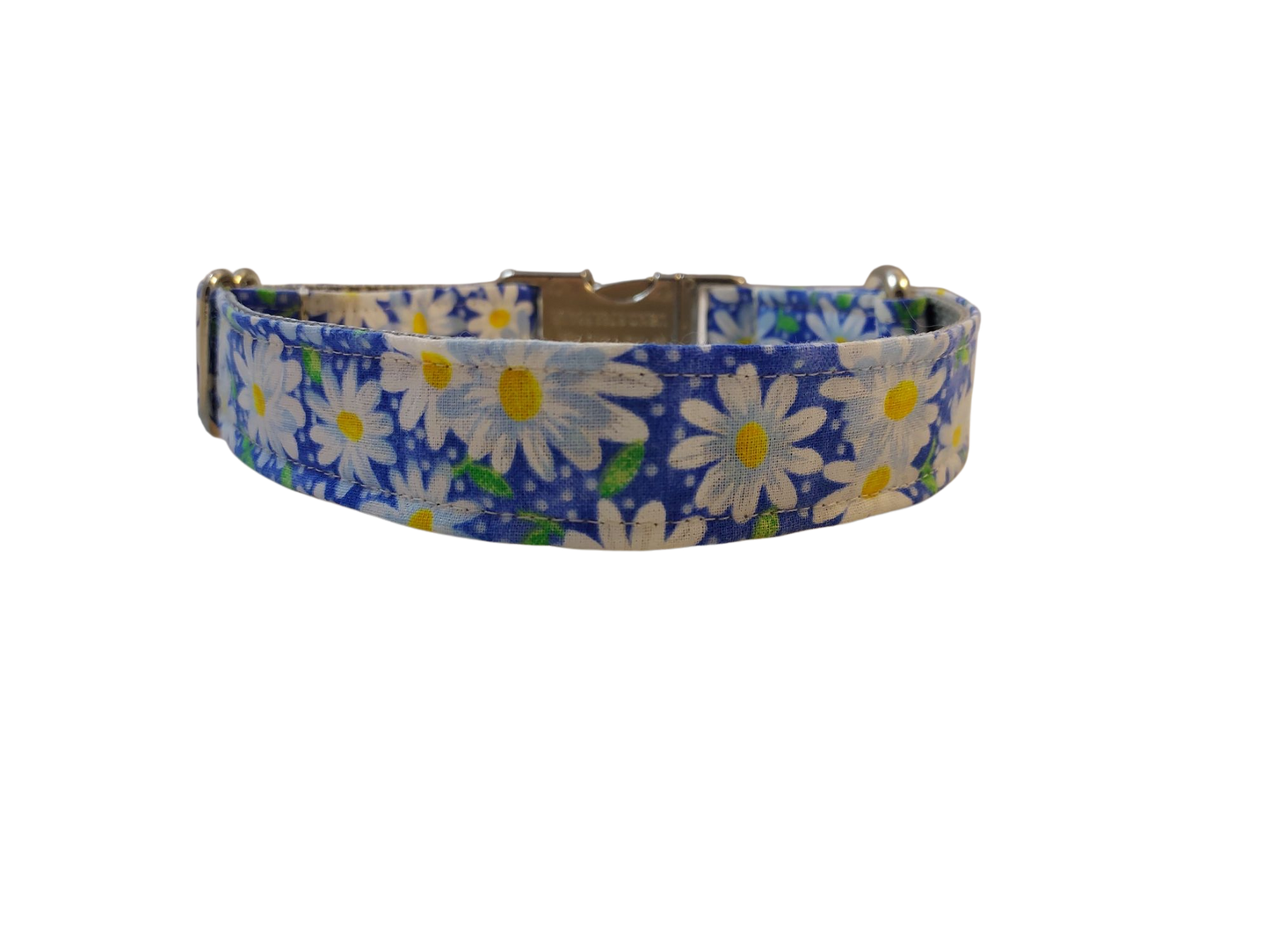 3/4” Ribbon Dog Collar – Daisy, Blue