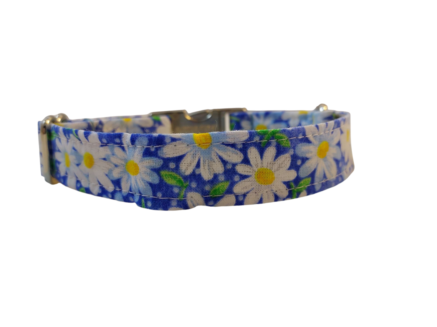 1” Ribbon Dog Collar – Daisy, Blue