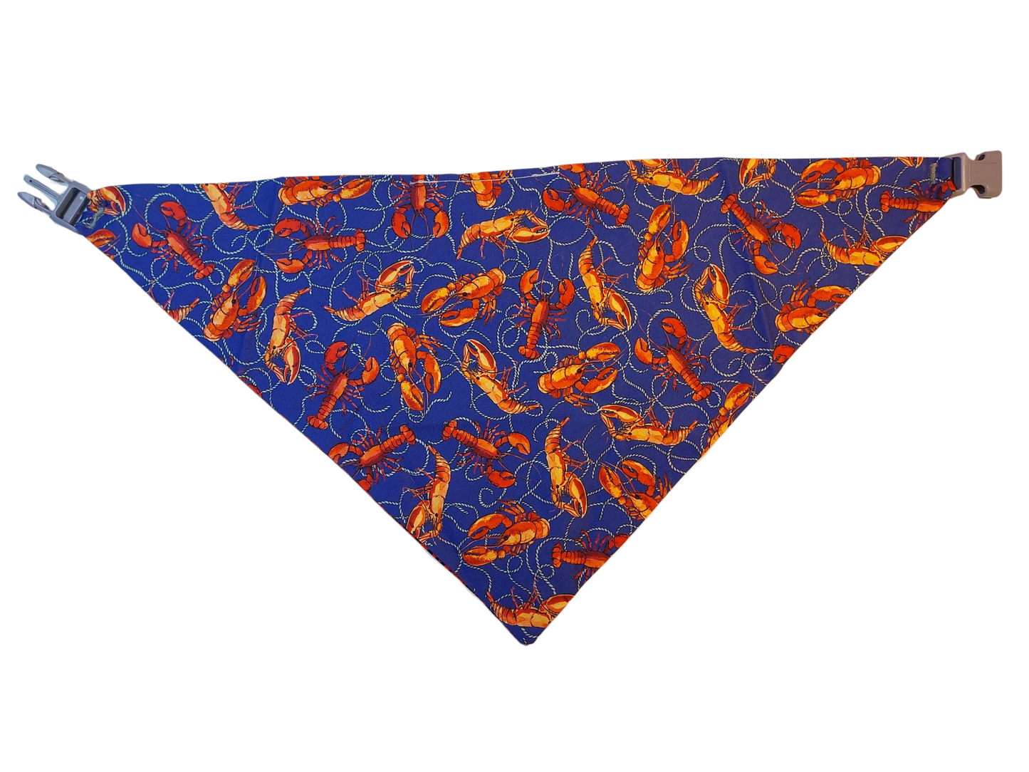 Reversible Dog Bandana - Lobster & Rope on Dark Blue
