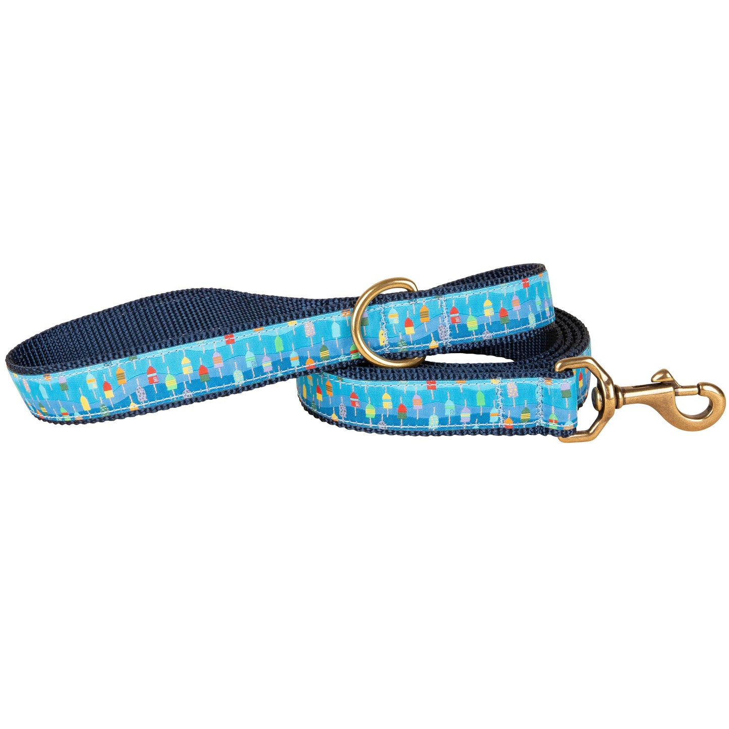 1” x 6ft Ribbon Dog Leash – Lobster Buoys