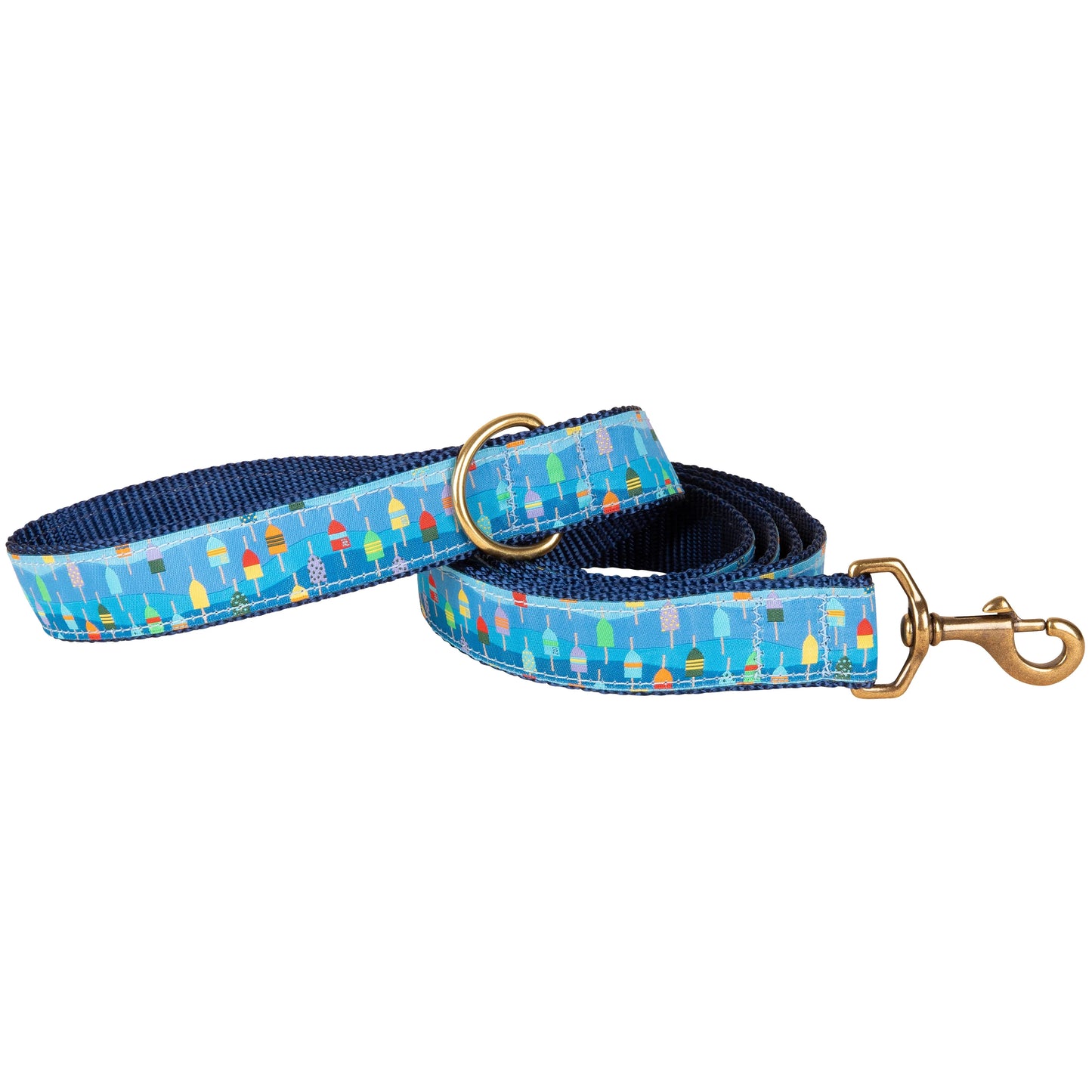 1.25” x 6ft Ribbon Dog Leash – Lobster Buoys