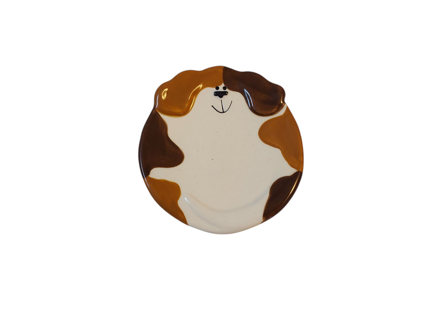 Dog Dish – SM – Spotted Tan & Brown