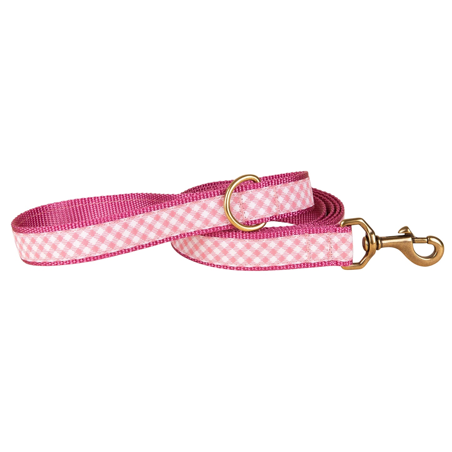 1” x 6ft Ribbon Dog Leash – Pink Gingham