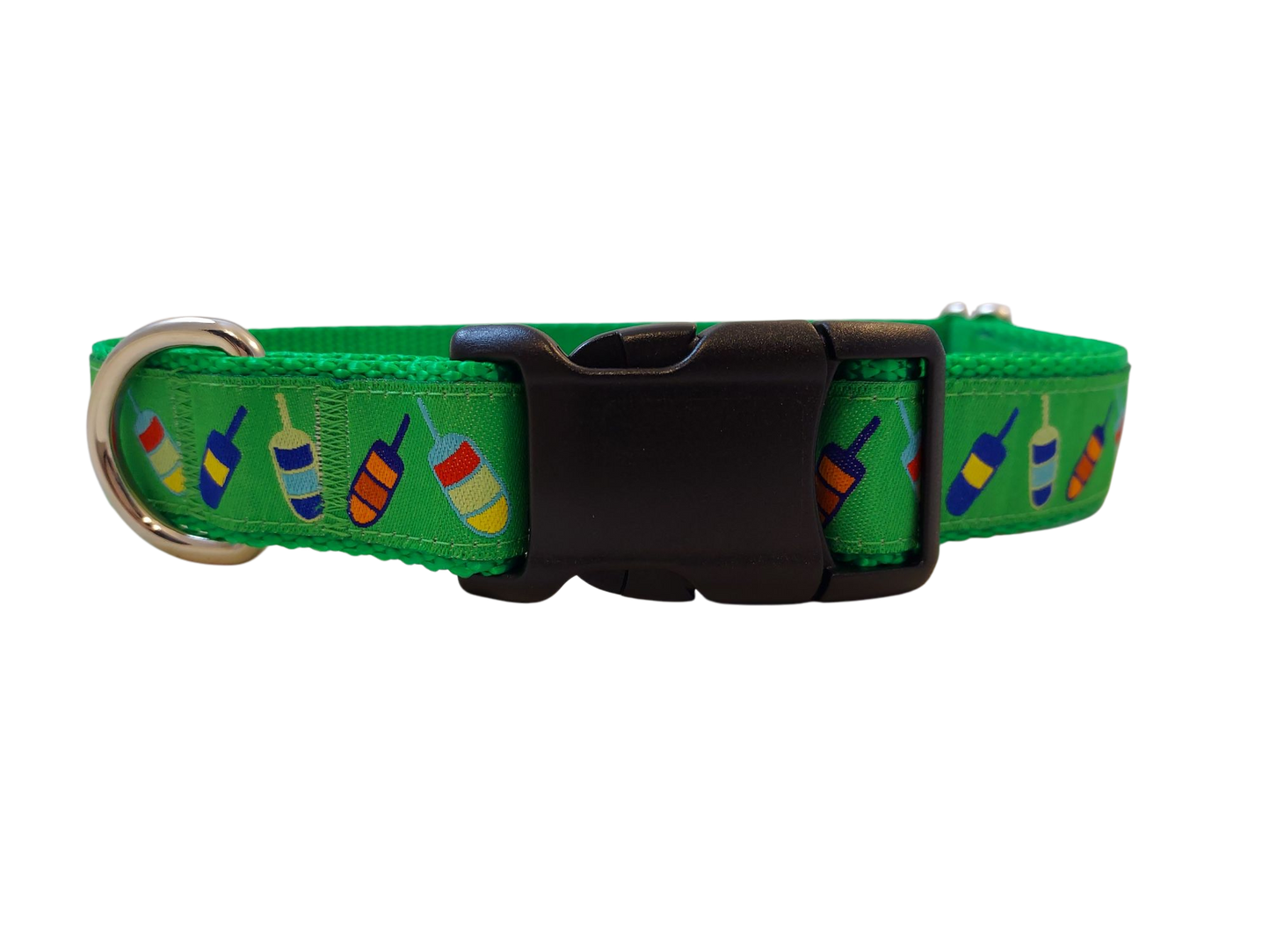 Ribbon Dog Collar – Green Buoys