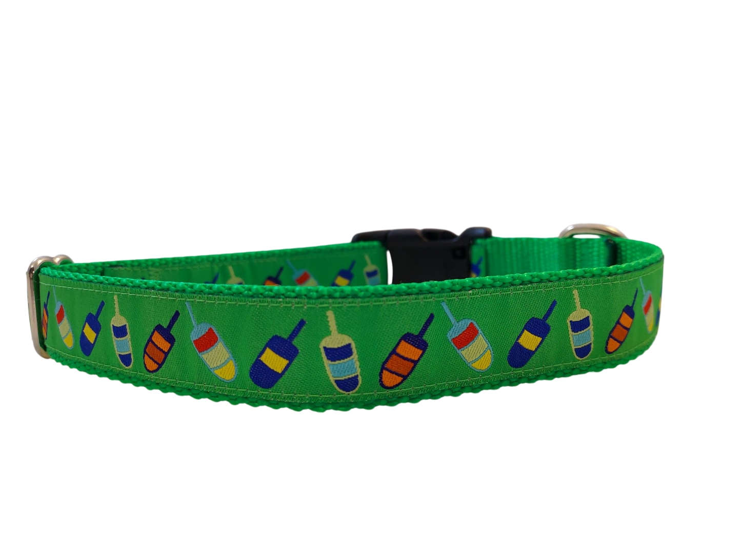 Ribbon Dog Collar – Green Buoys