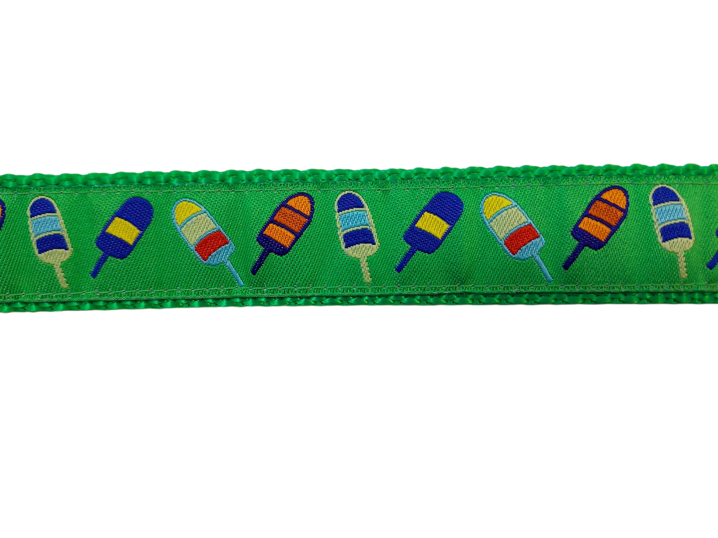 Ribbon Dog Collar – Green Buoys