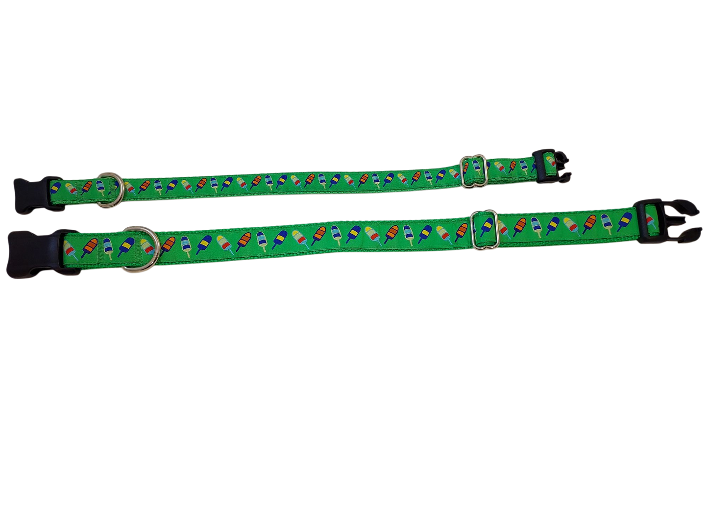 Ribbon Dog Collar – Green Buoys