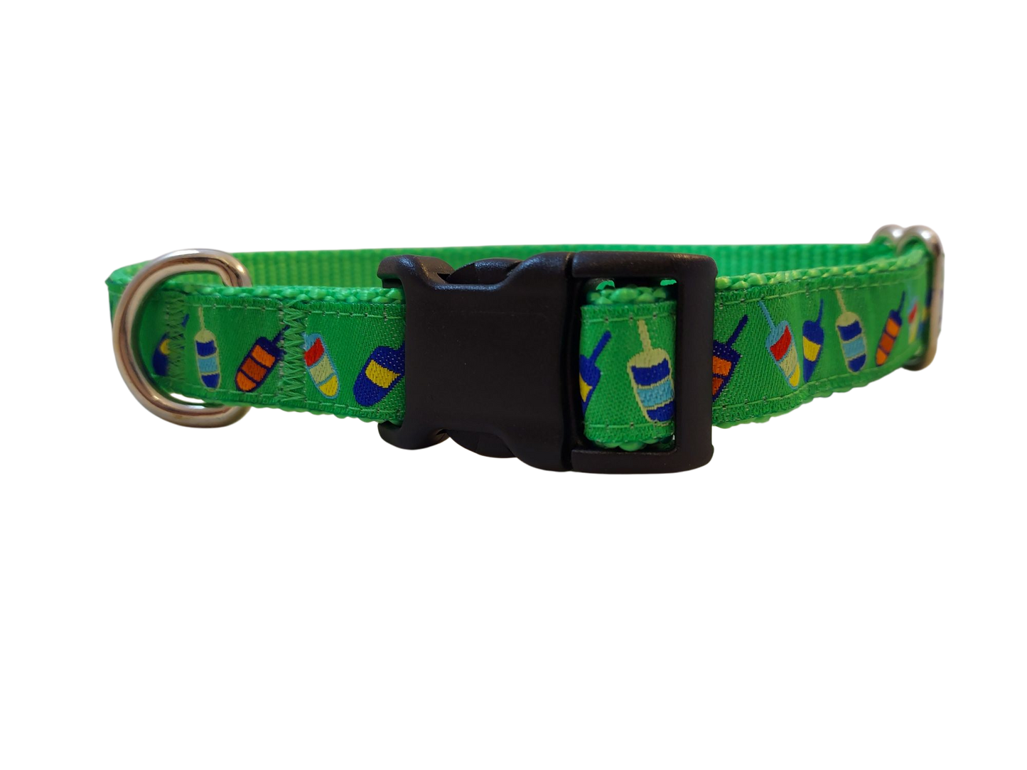 Ribbon Dog Collar – Green Buoys