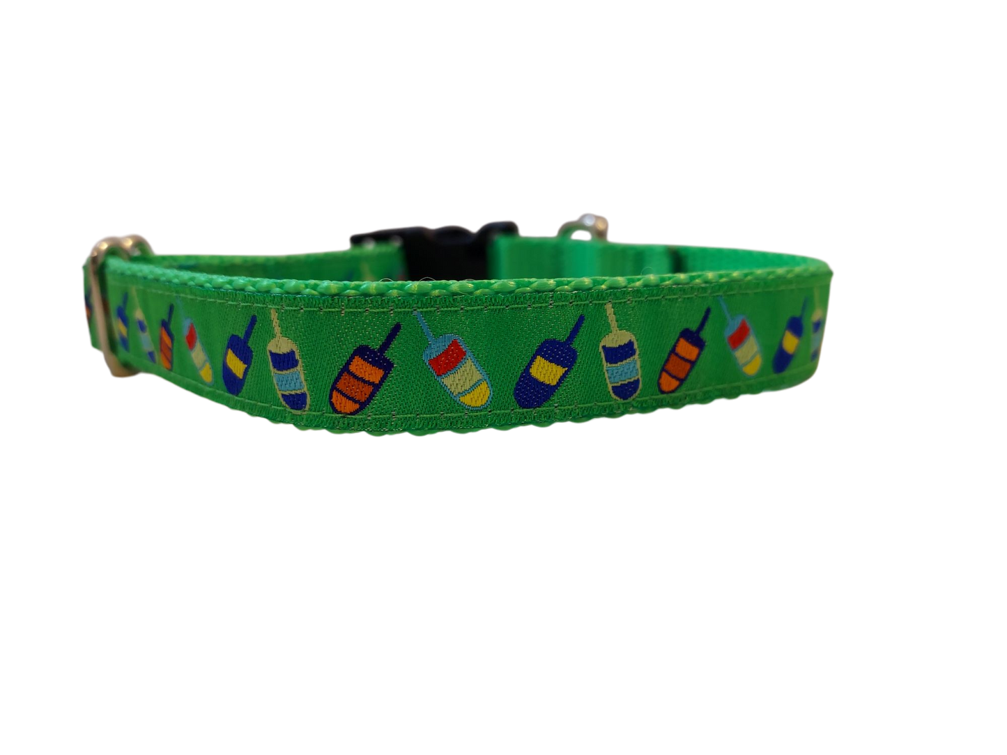 Ribbon Dog Collar – Green Buoys