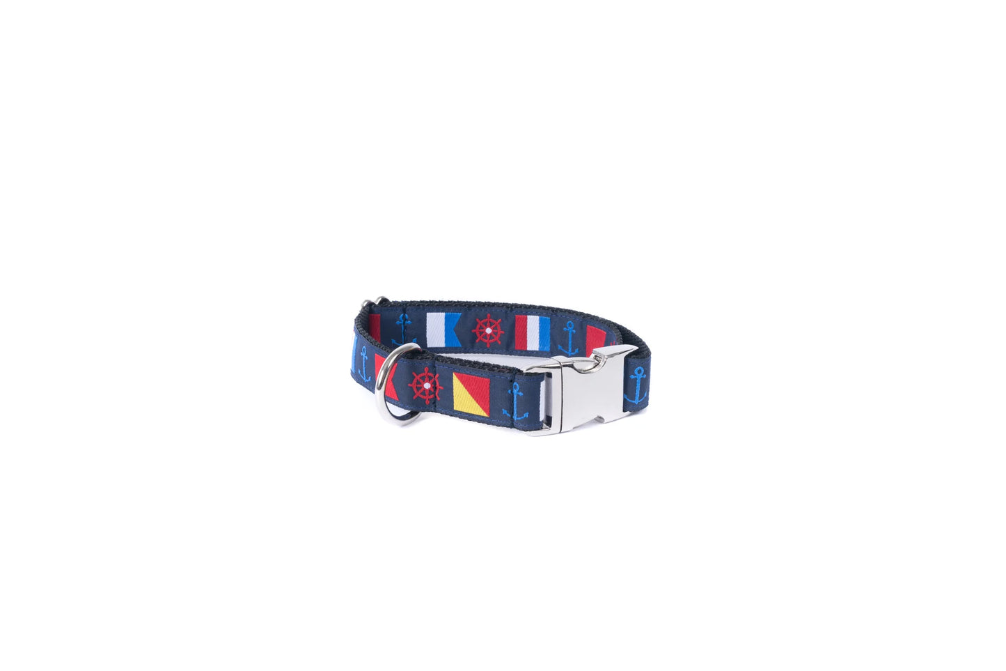 5/8” Ribbon Dog Collar – Nautical Flags