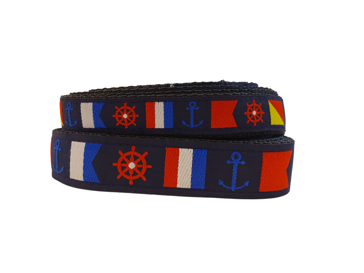 1” x 5ft Ribbon Dog Leash – Nautical Flags