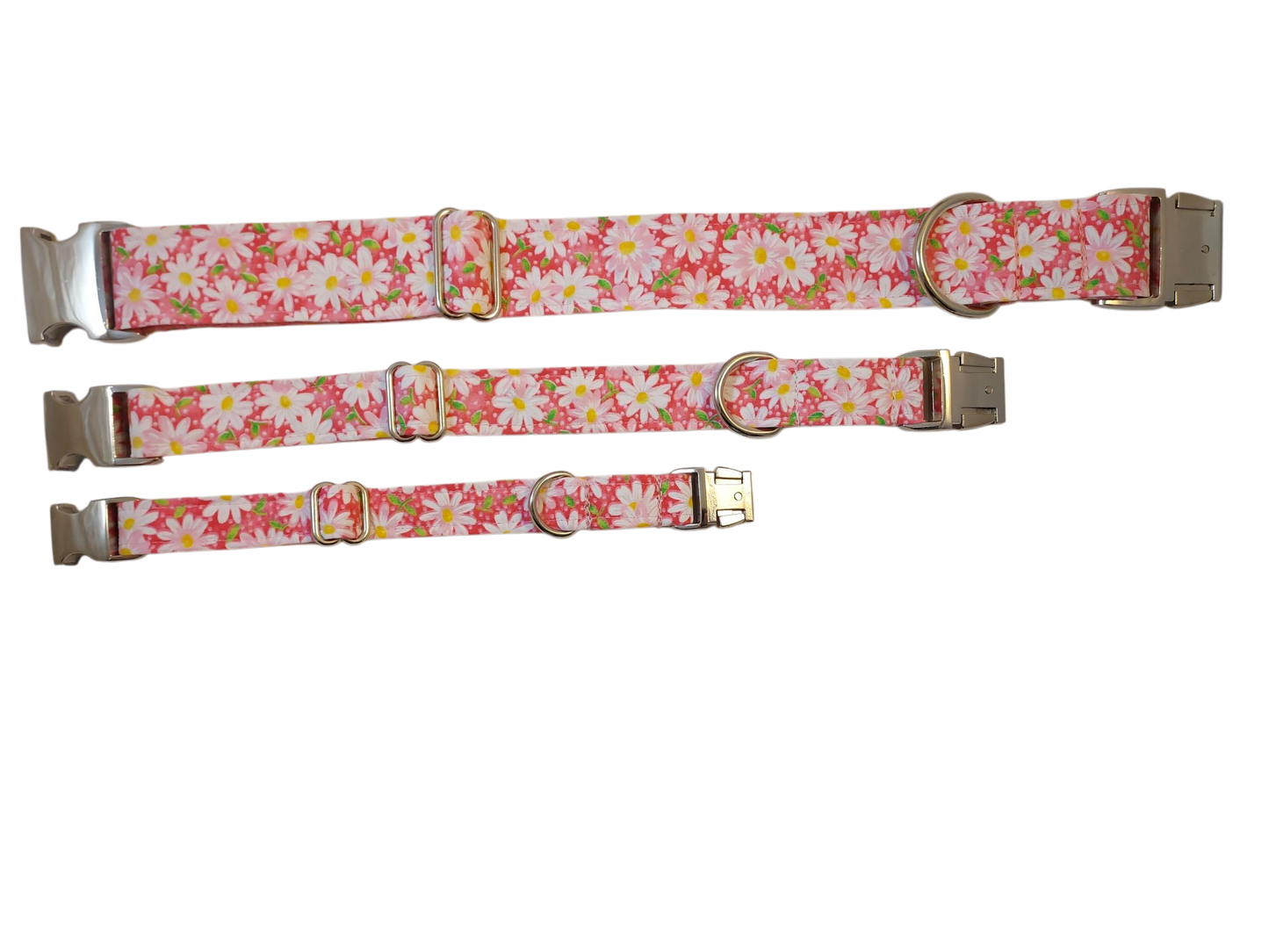 3/4” Ribbon Dog Collar – Daisy, Pink