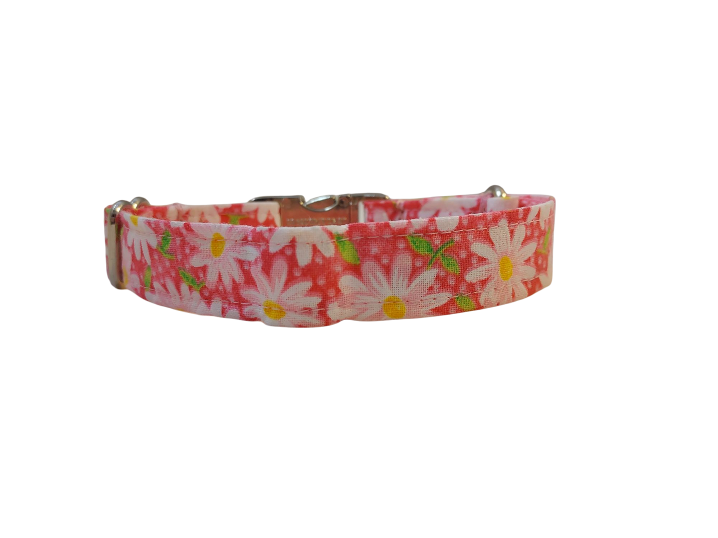 3/4” Ribbon Dog Collar – Daisy, Pink