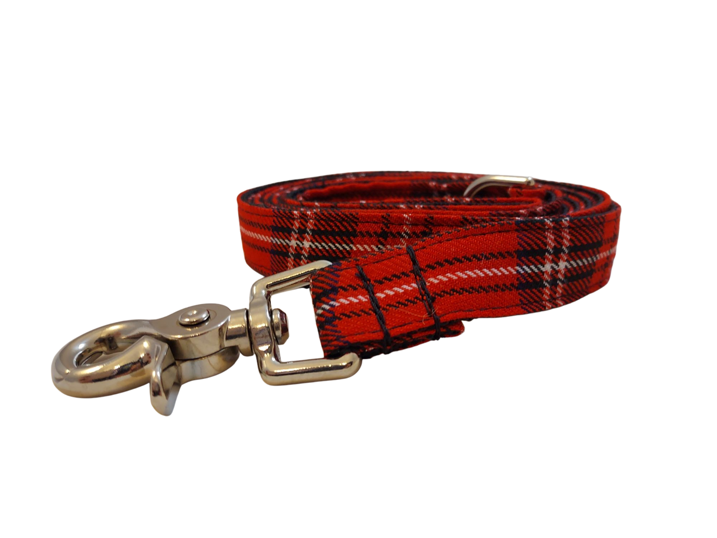 3/4” x 5ft Ribbon Dog Leash – Scottish Red Tartan