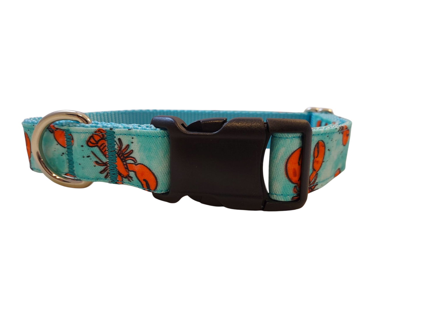 Ribbon Dog Collar – Aqua Lobster