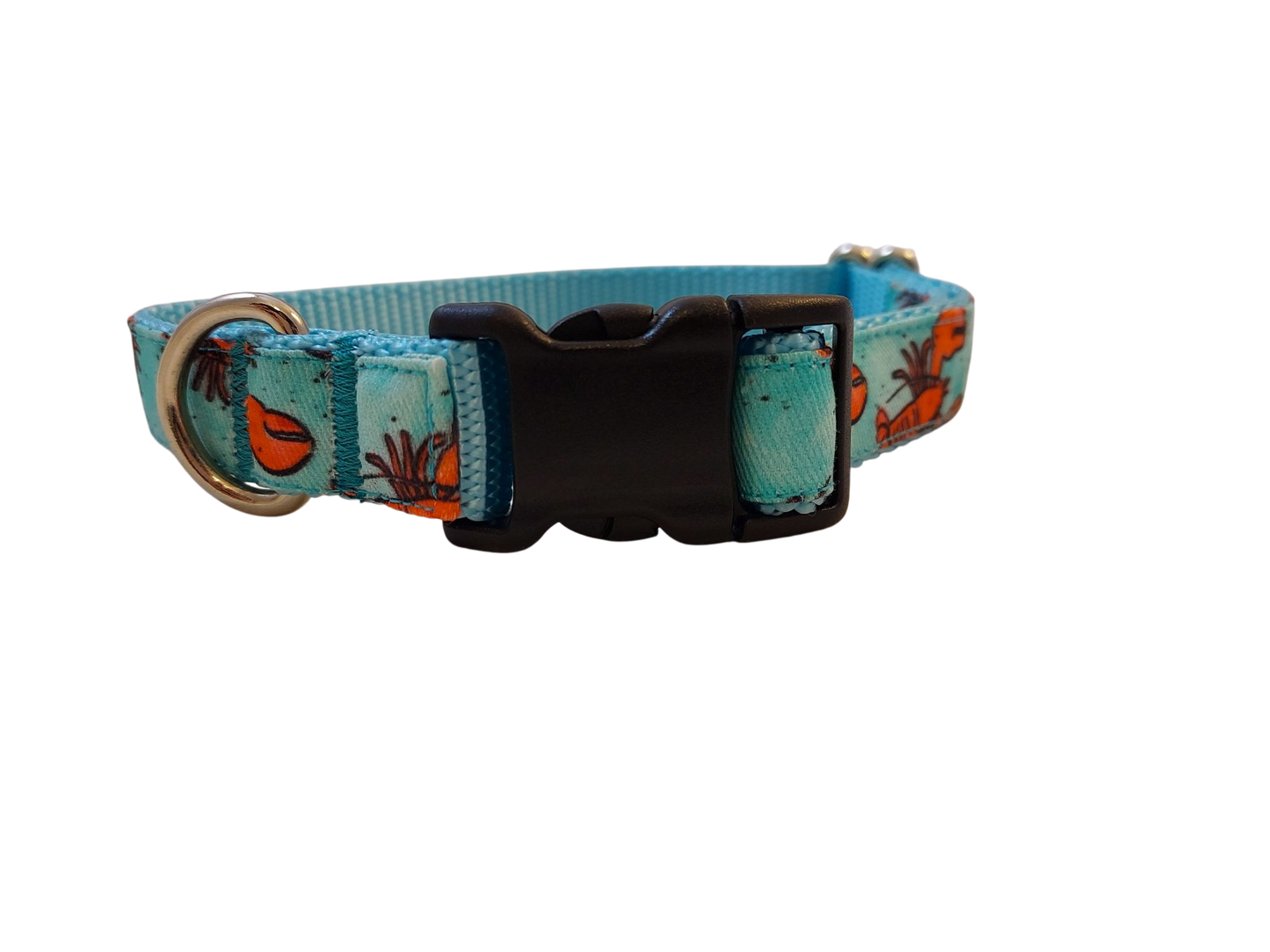 Ribbon Dog Collar – Aqua Lobster