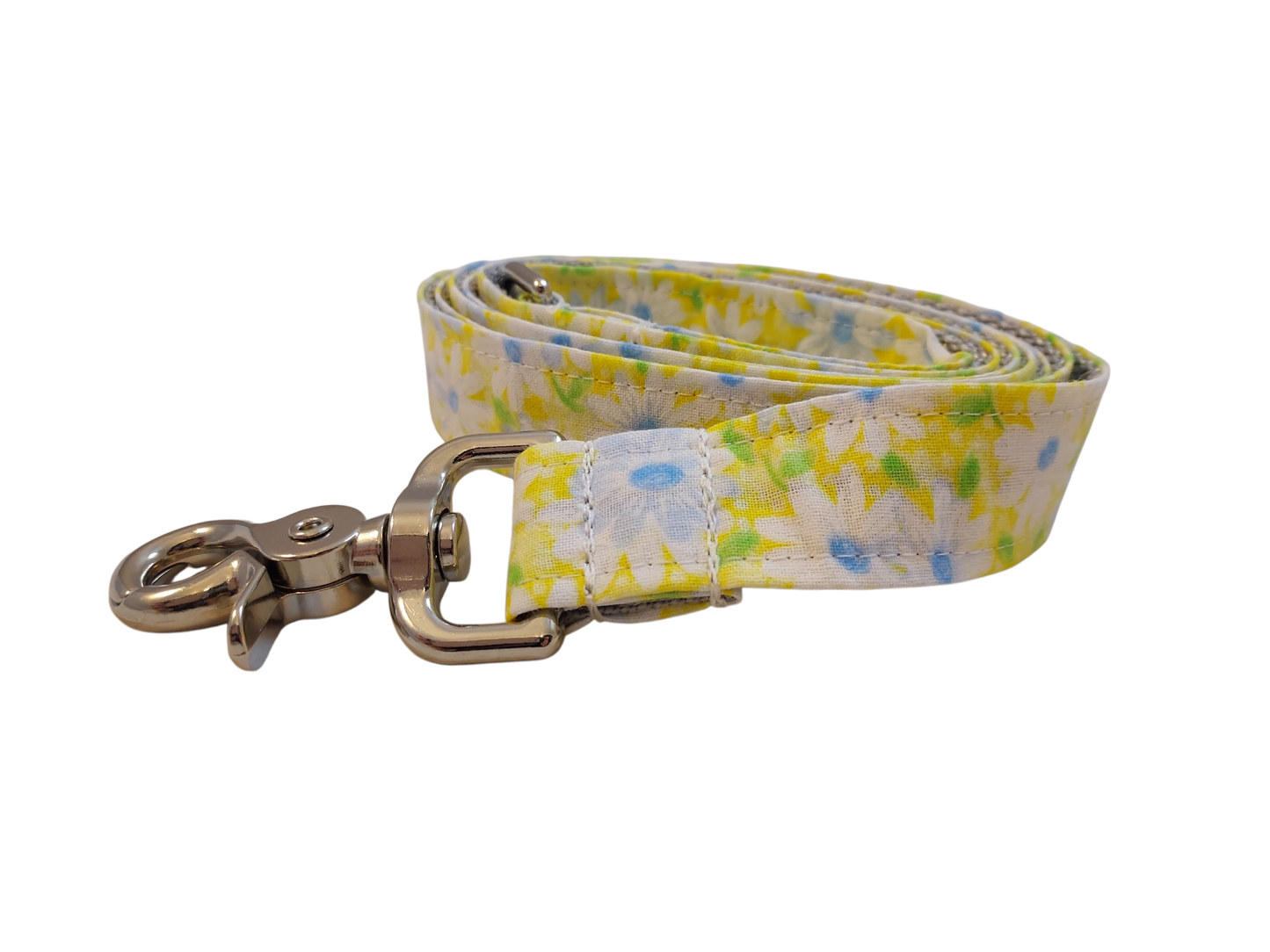 1” x 5ft Ribbon Dog Leash – Daisies, Yellow