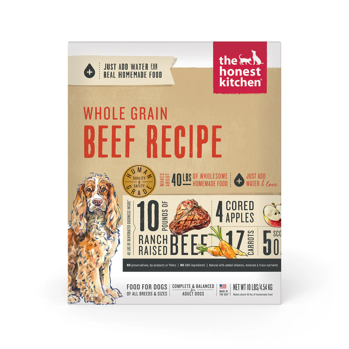 Honest Kitchen Dehydrated Dog Food - Whole Grain Beef - 10lb