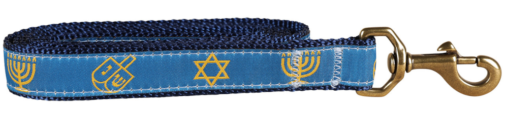 1” x 6ft Ribbon Dog Leash – Hanukkah