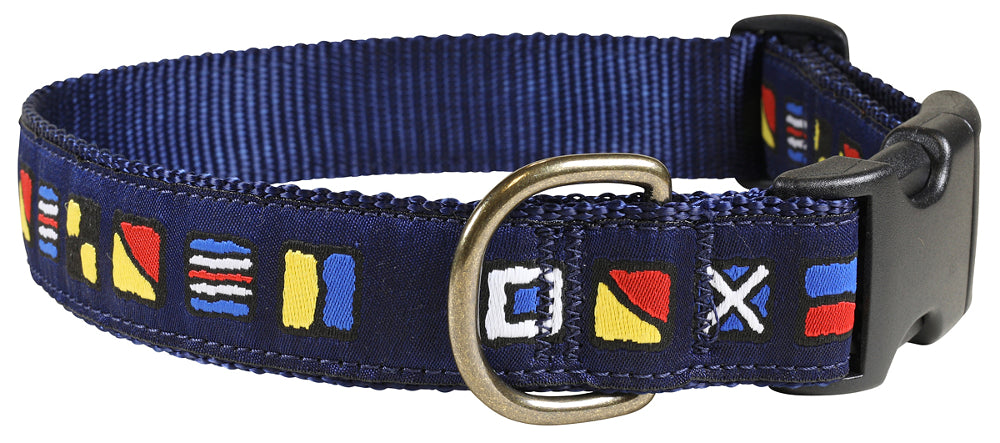 1.25” Ribbon Dog Collar – 5 o' Clock Nautical Flags