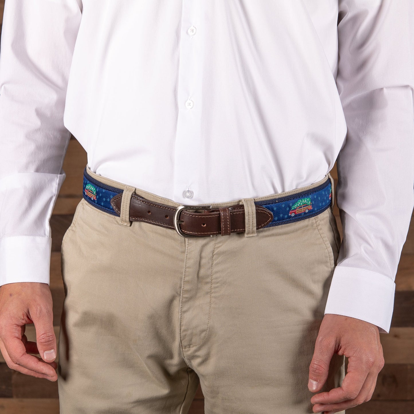 Leather Tab and Ribbon Belt - Woodie & Tree