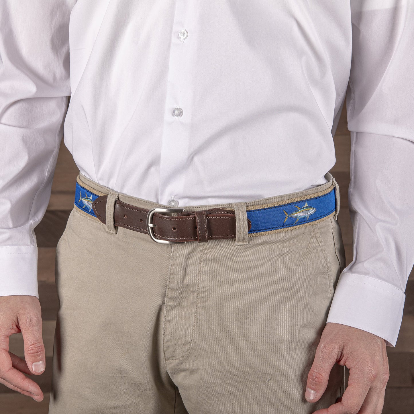 Leather Tab and Ribbon Belt - Bluefin & Yellowfin Tuna
