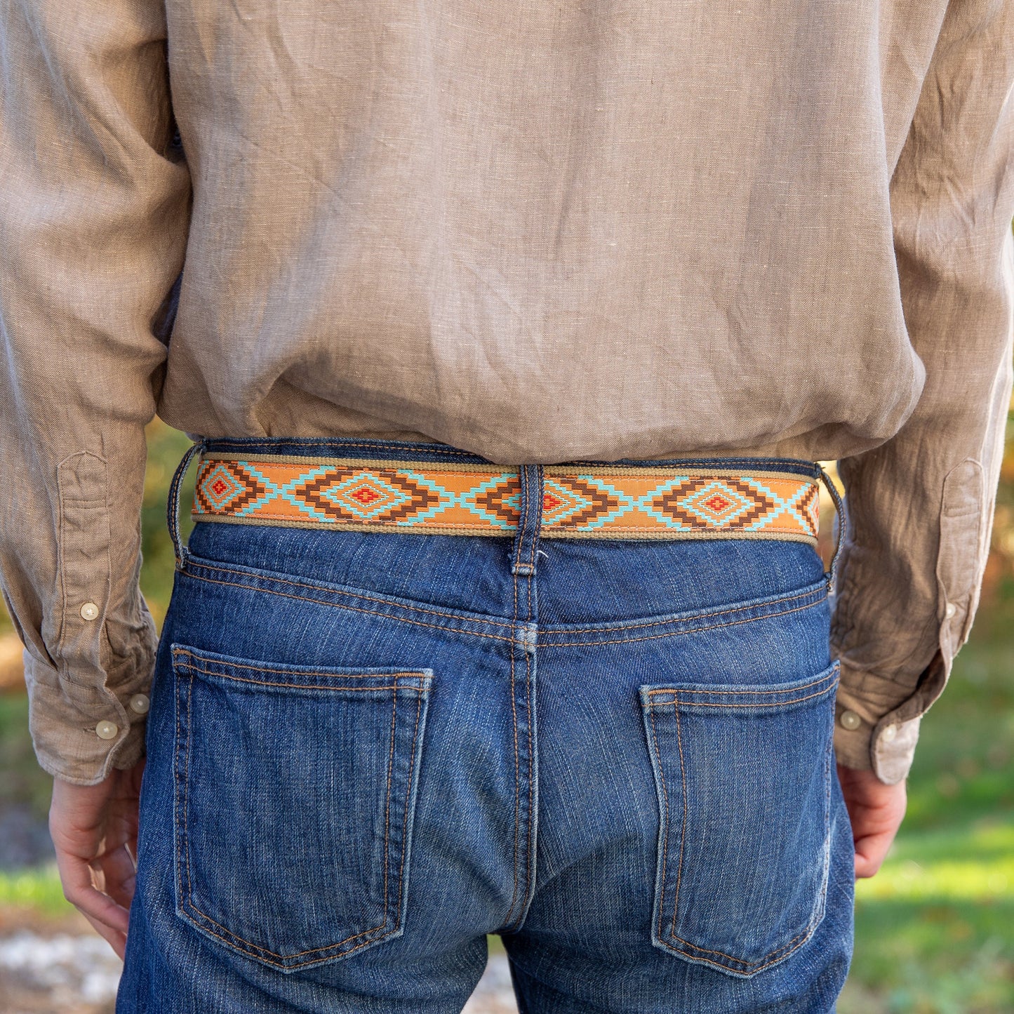 D-Ring Belt - Southwest Pattern - Burnt Orange