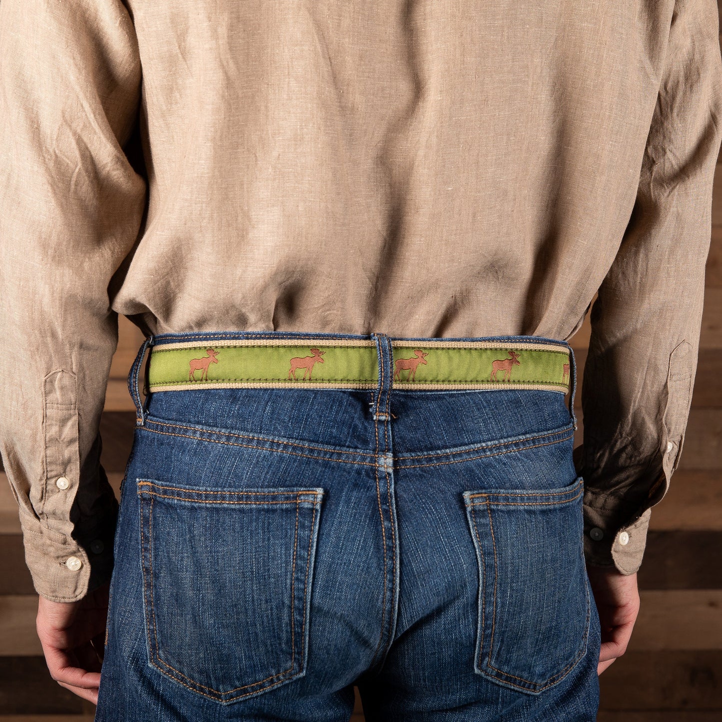 Leather Tab and Ribbon Belt - Moose