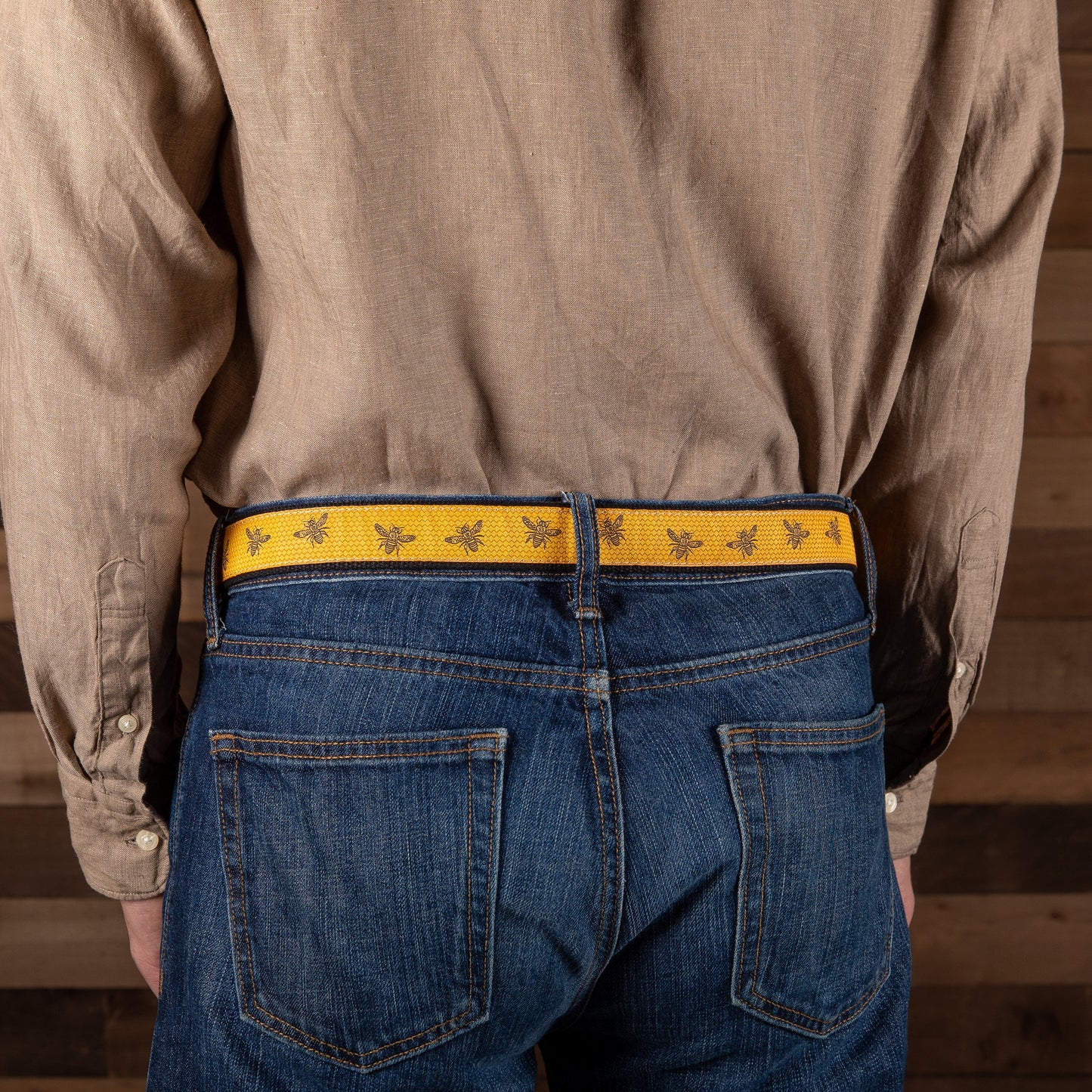 Leather Tab and Ribbon Belt - Honey Bee