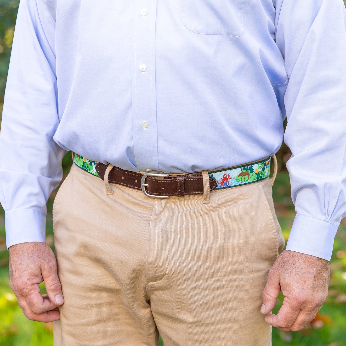 Leather Tab and Ribbon Belt - Vacationland