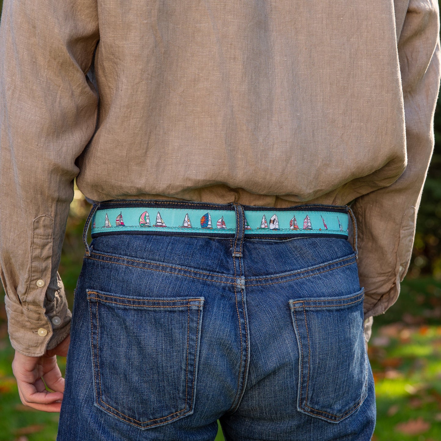 D-Ring Belt - Rounding the Mark - Light Blue