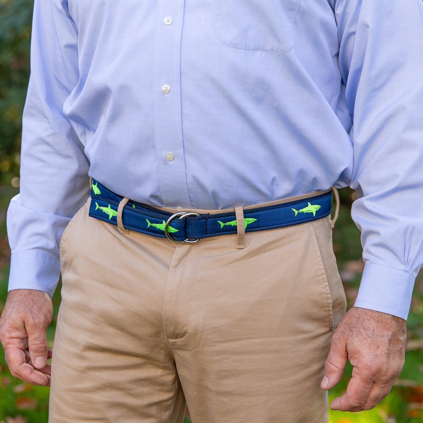 D-Ring Belt - Lime Shark on Navy Blue