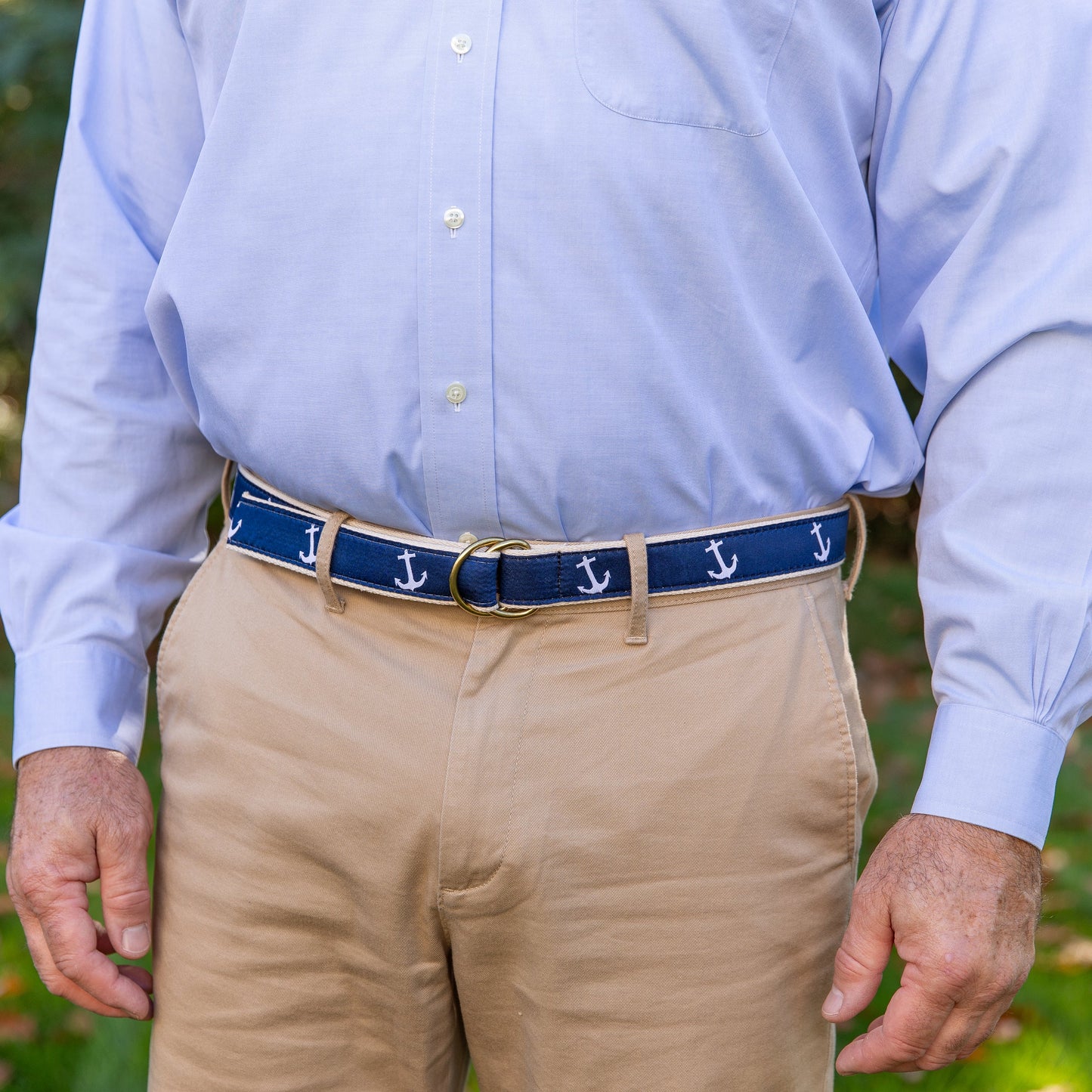 D-Ring Belt - Anchor, White and Blue