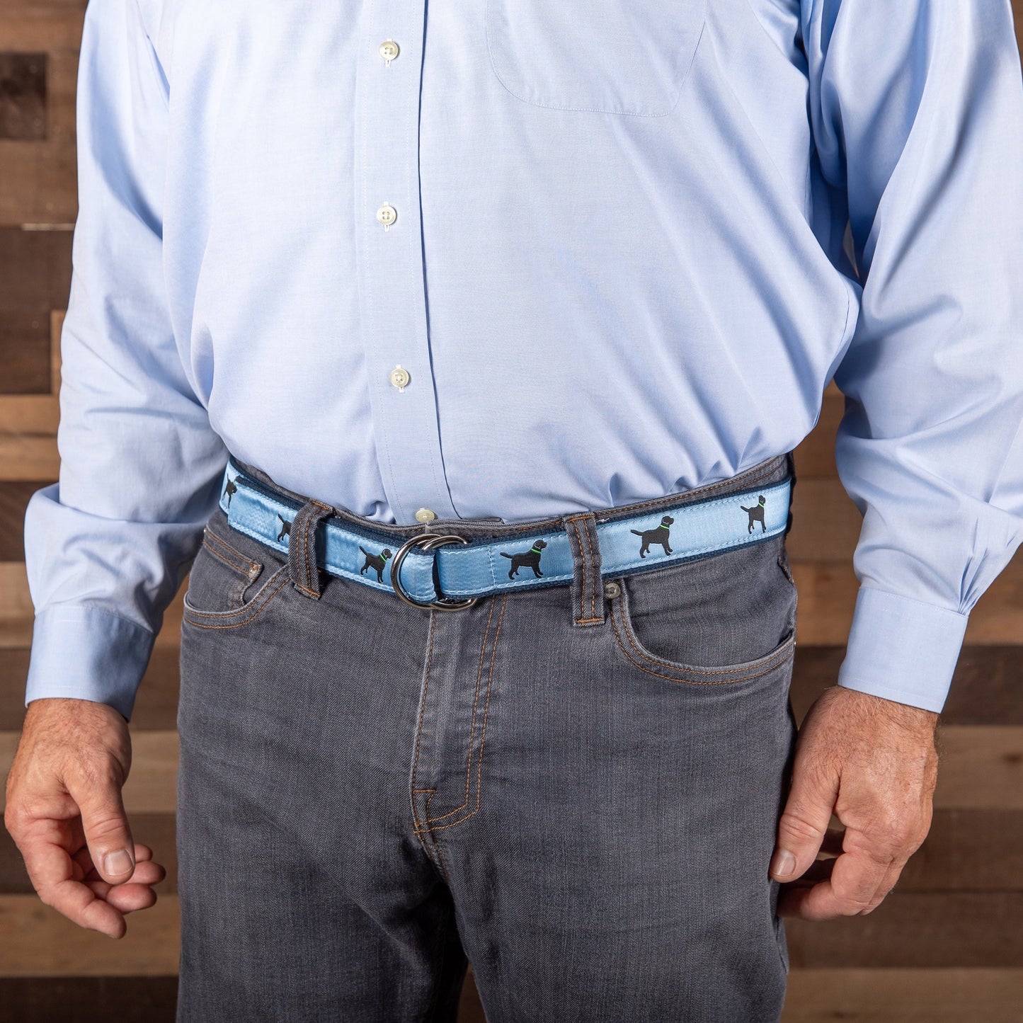 D-Ring Belt - Labrador Retriever - Dusty Blue